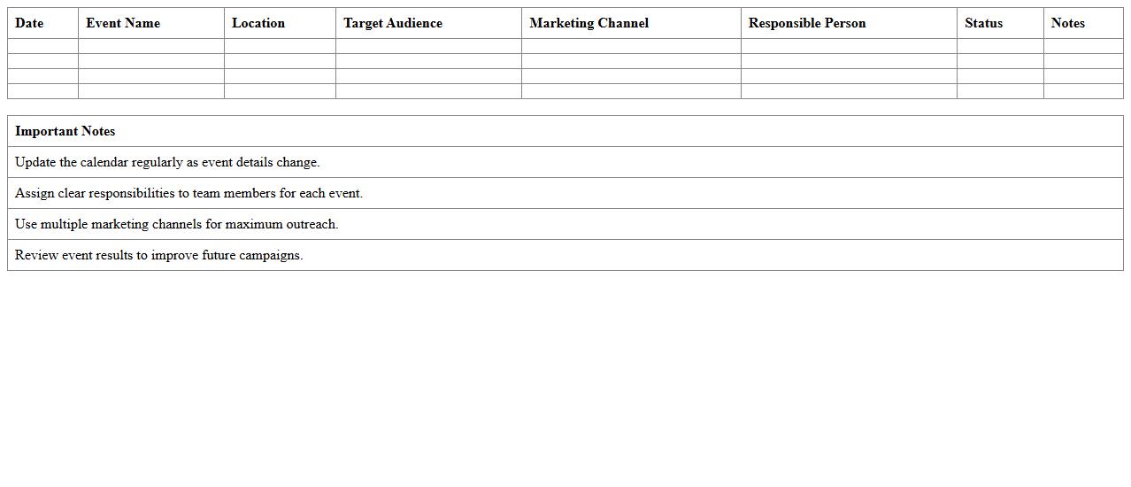 Nonprofit Event Marketing Calendar Excel