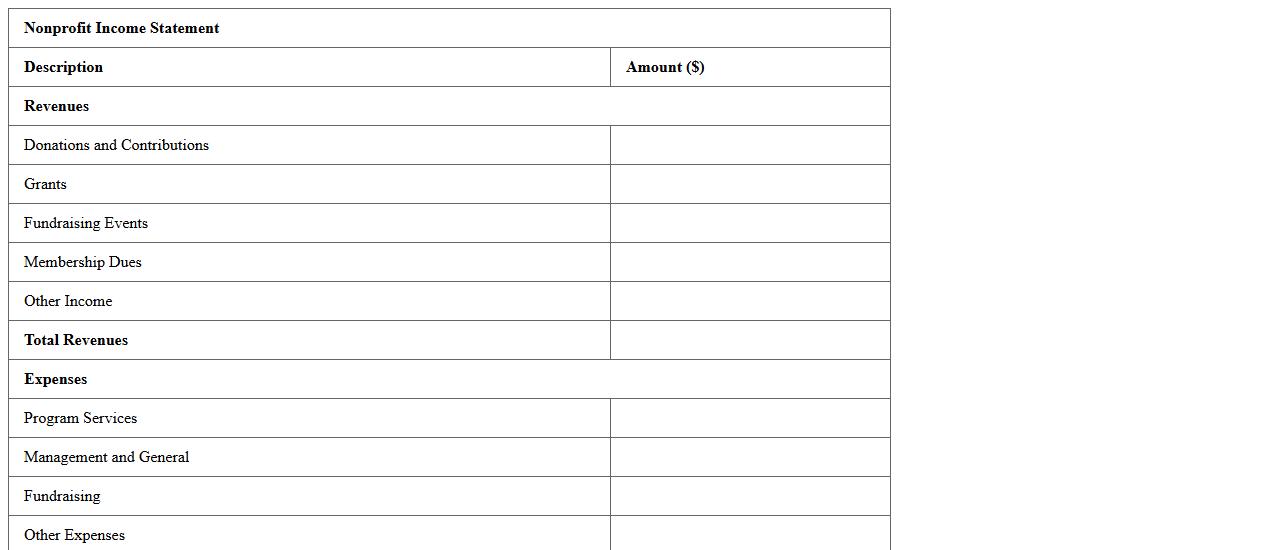 Nonprofit Income Statement Excel Template