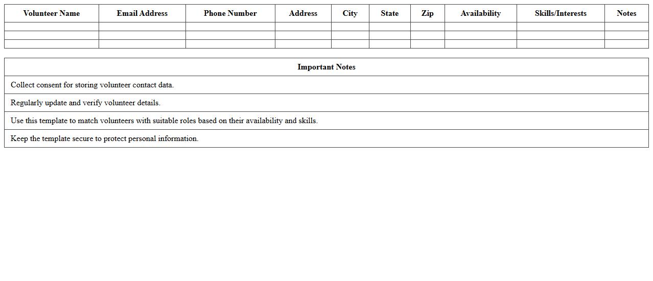 Nonprofit Volunteer Contact List Excel Template