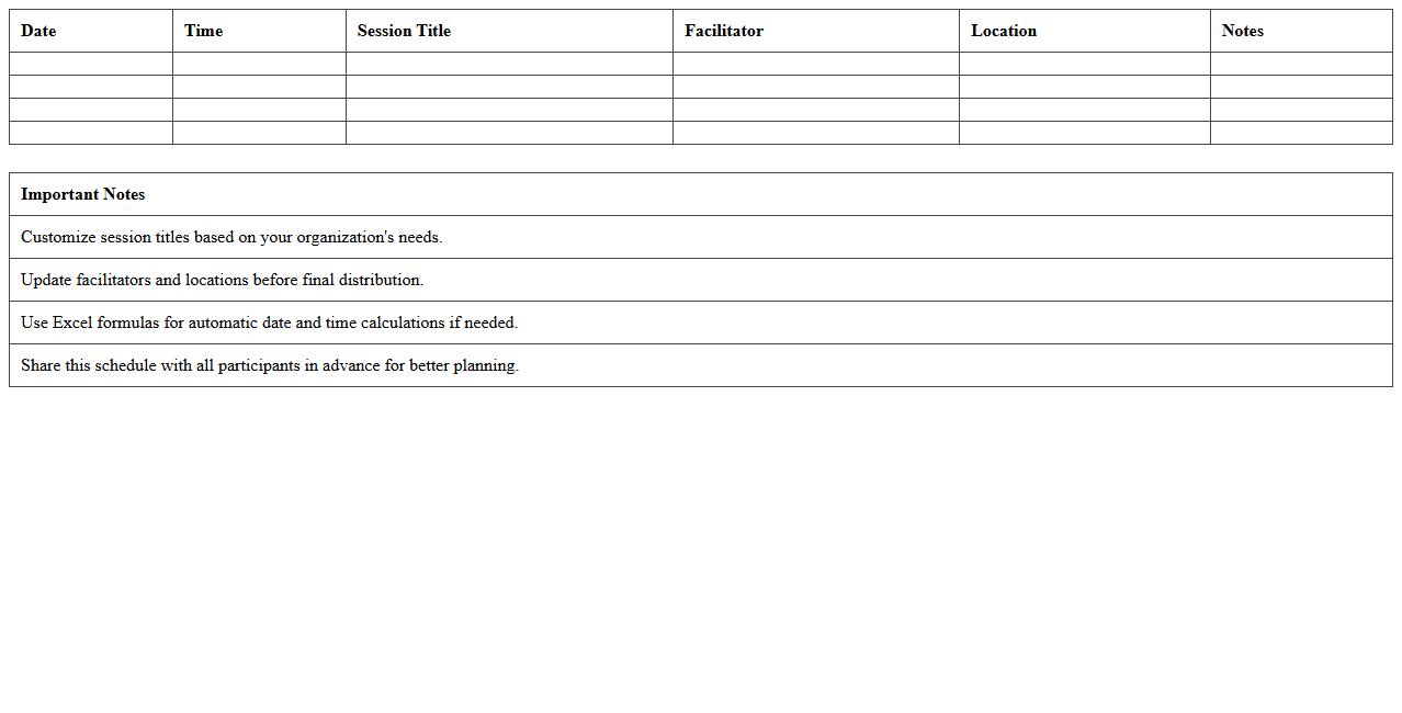 Orientation Schedule Excel Template