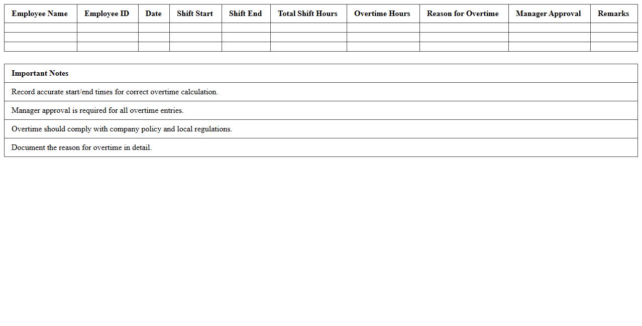 Overtime and Shift Tracking Excel Template