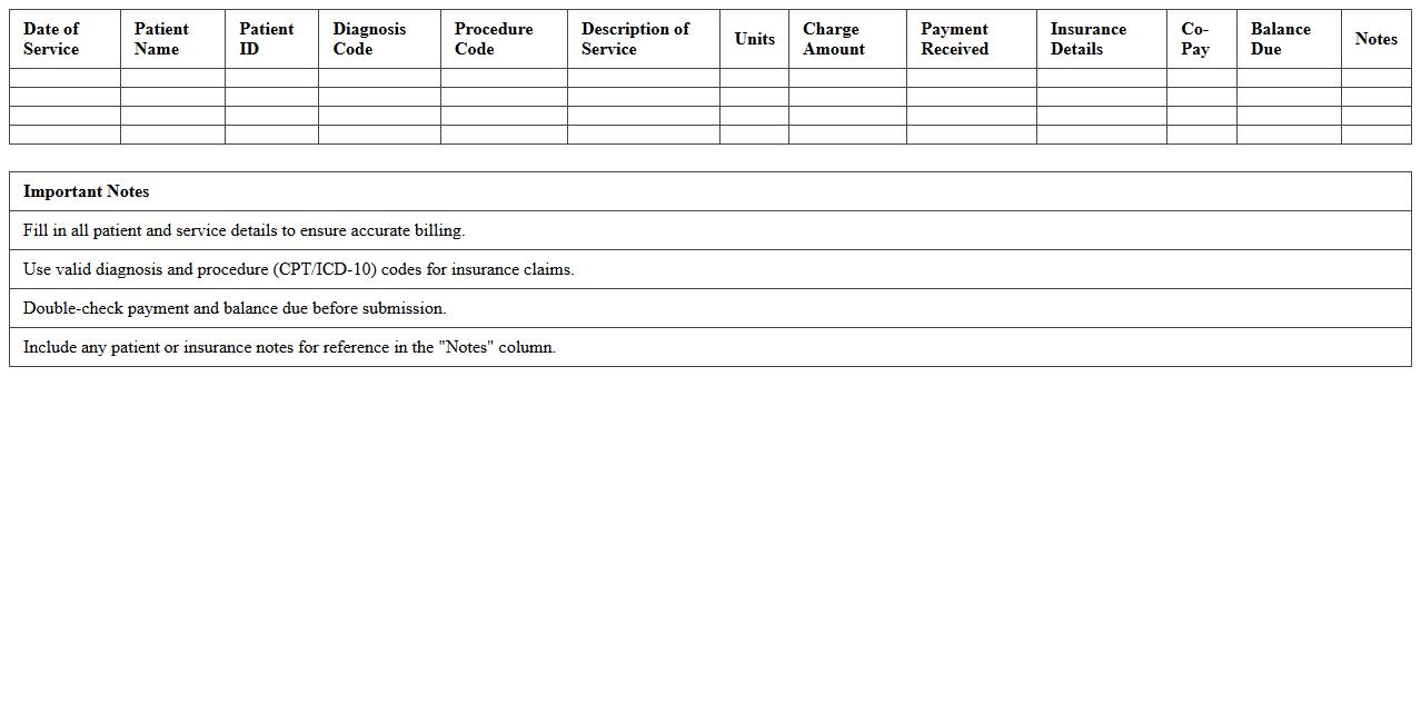 Physical Therapy Billing Statement Excel Sheet