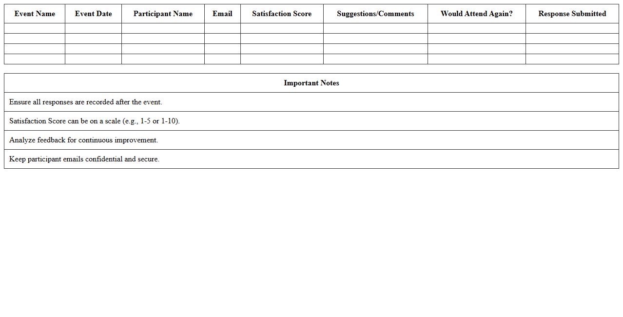 Post-Event Survey Data Tracker