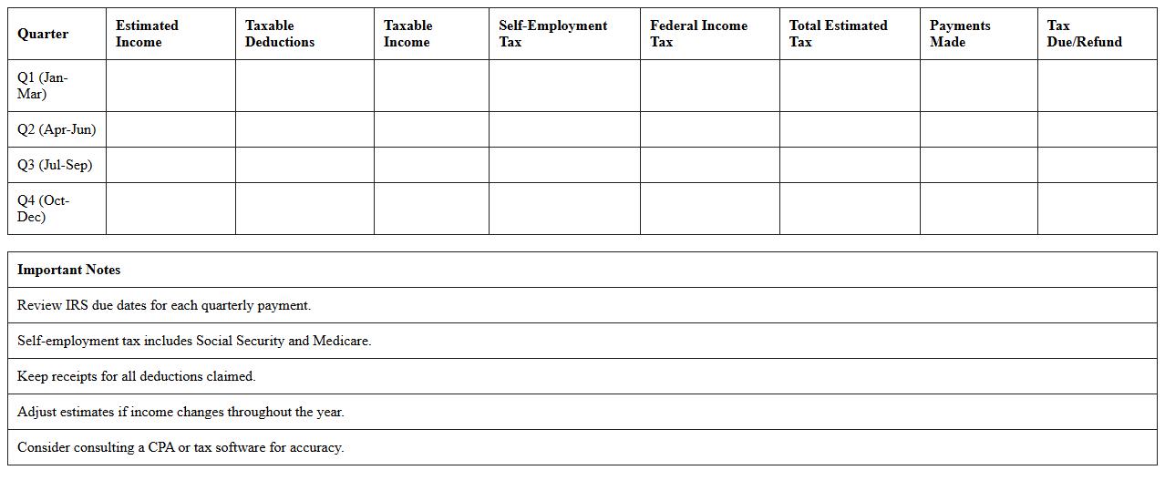 Quarterly Estimated Tax Worksheet for Freelancers