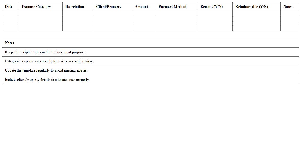 Real Estate Agent Expense Management Template