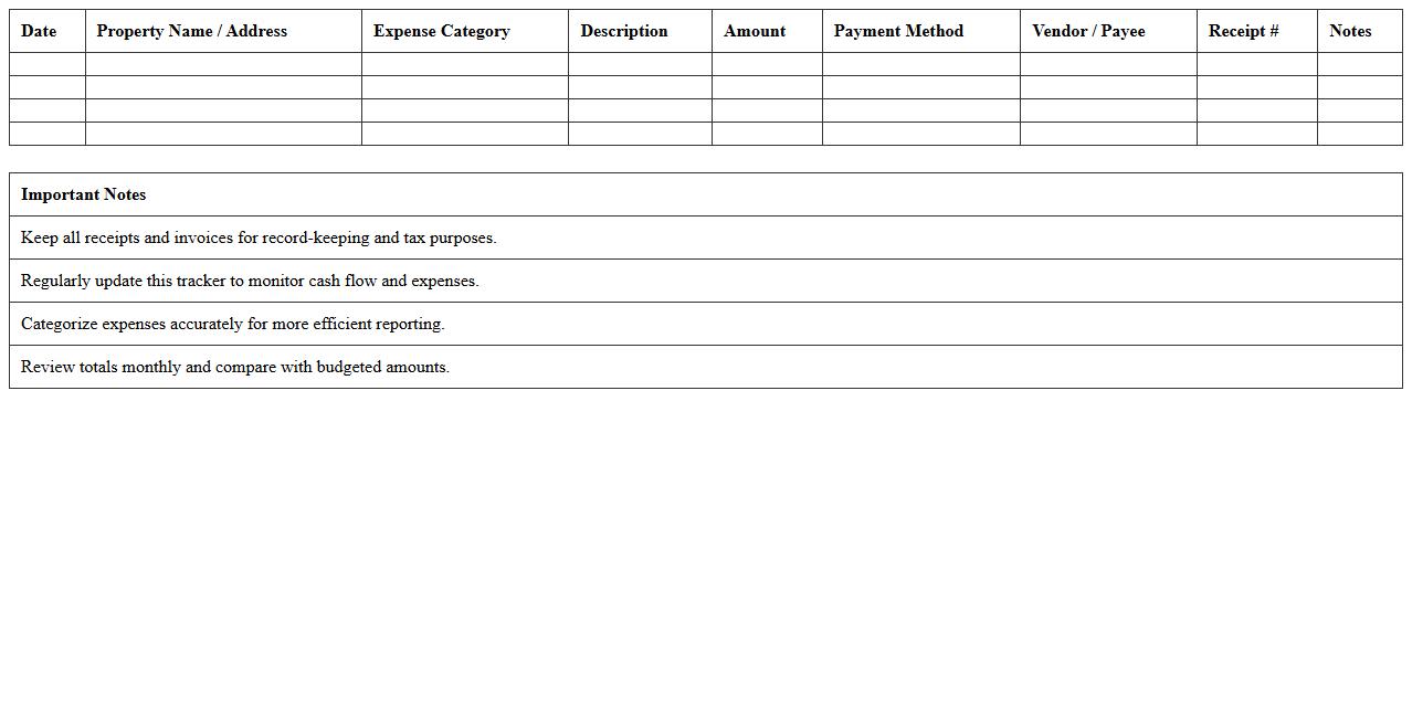 Real Estate Property Expense Tracker Excel Template