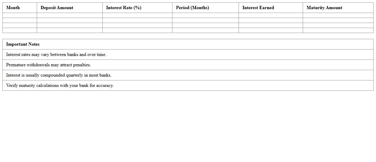 Recurring Deposit Interest Calculator Excel Template