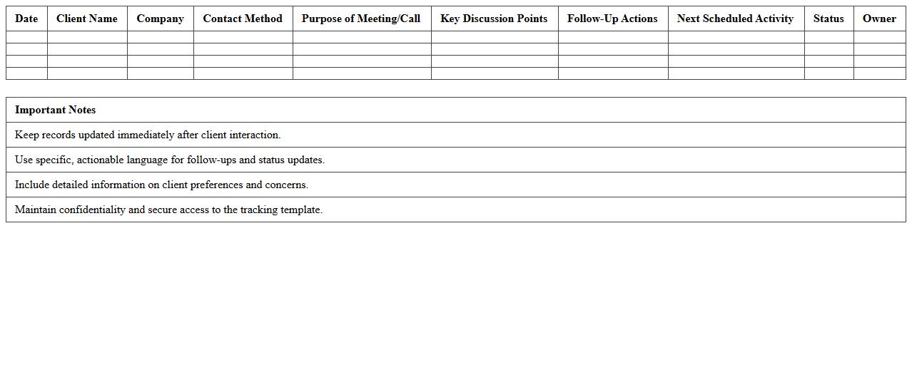 Relationship Manager Client Activity Tracking Template