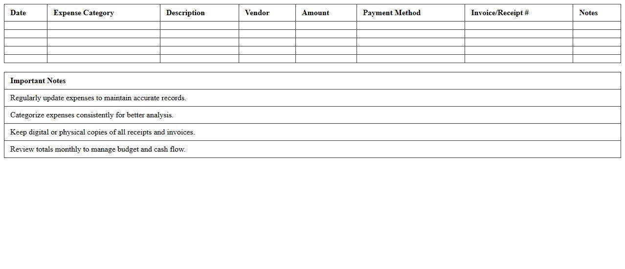 Restaurant Expense Tracking Spreadsheet