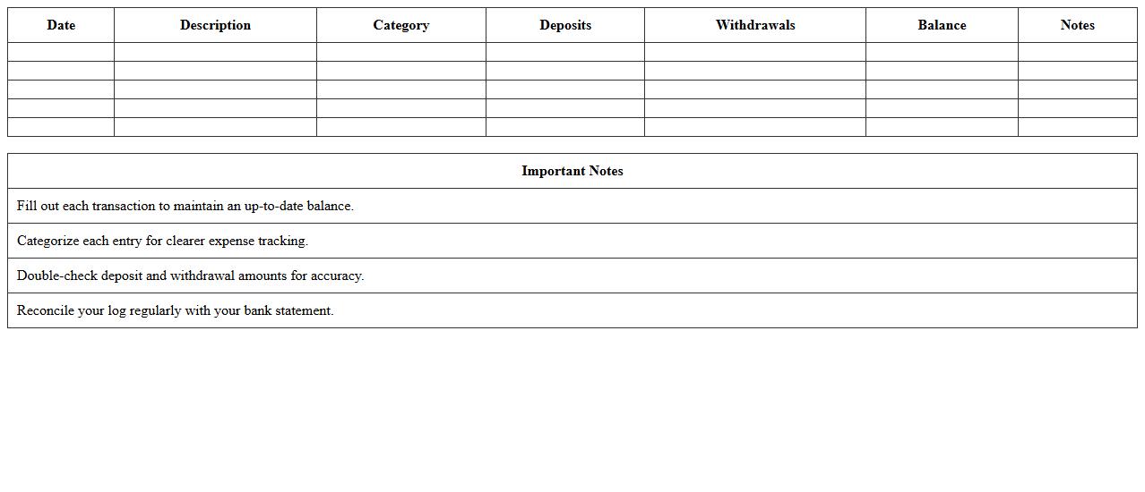 Simple Banking Statement Log Excel Template