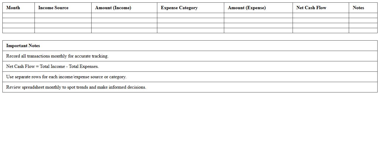 Small Business Monthly Finance Spreadsheet