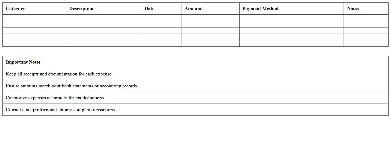 Small Business Tax Organizer Excel