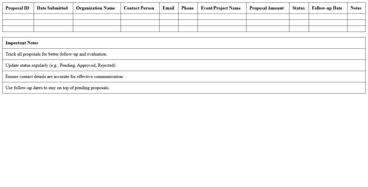Sponsorship Proposal Management Excel Sheet