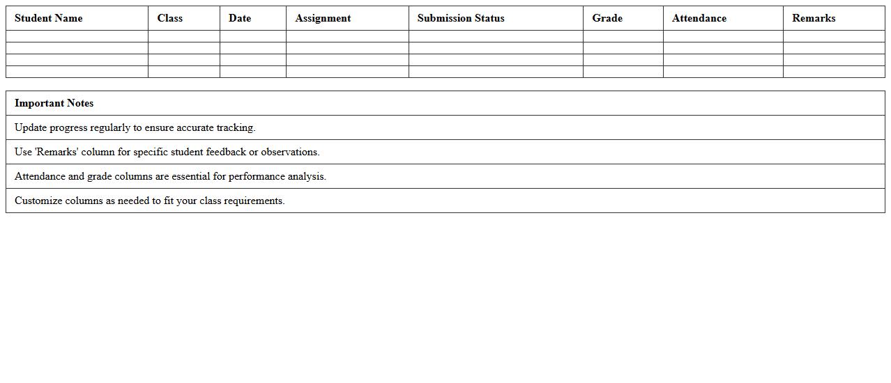 Student Progress Tracker Excel for Virtual Classes