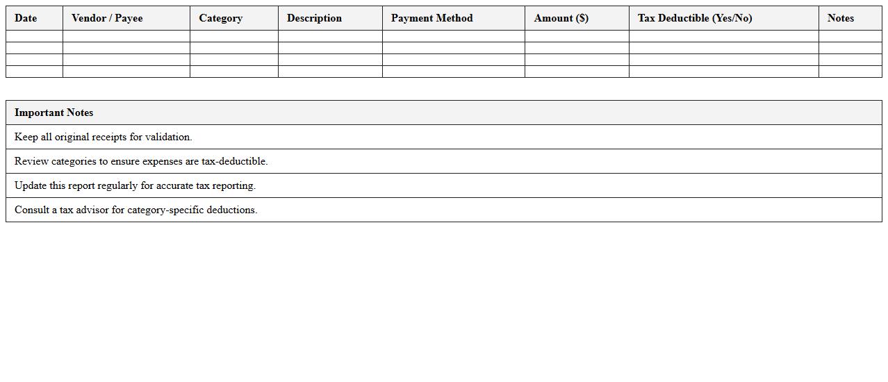 Tax-Ready Freelance Expense Report Excel Template