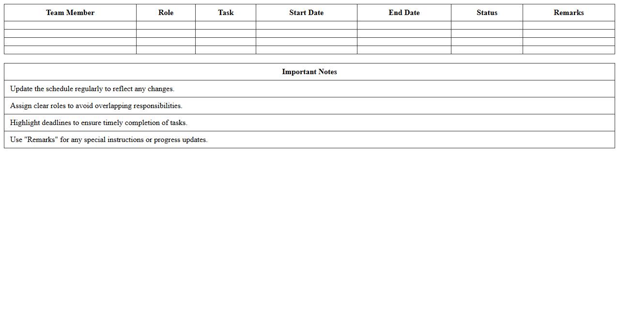Team Work Schedule Excel Spreadsheet
