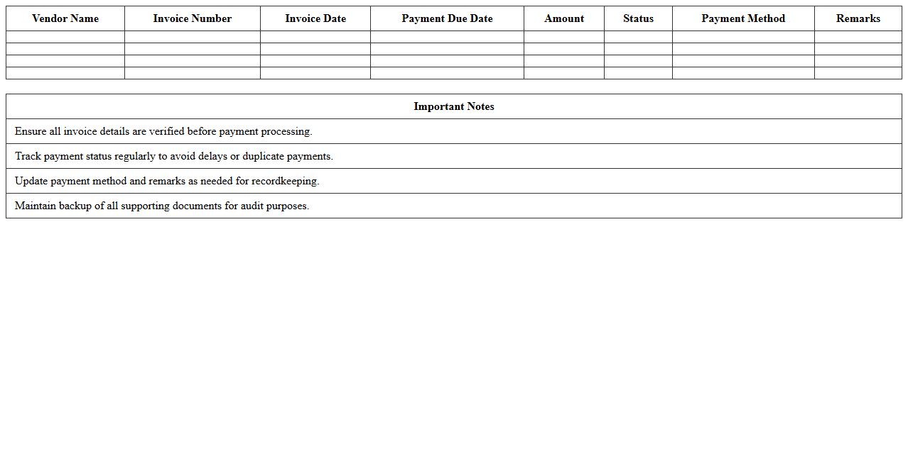 Transportation Vendor Payment Schedule Template