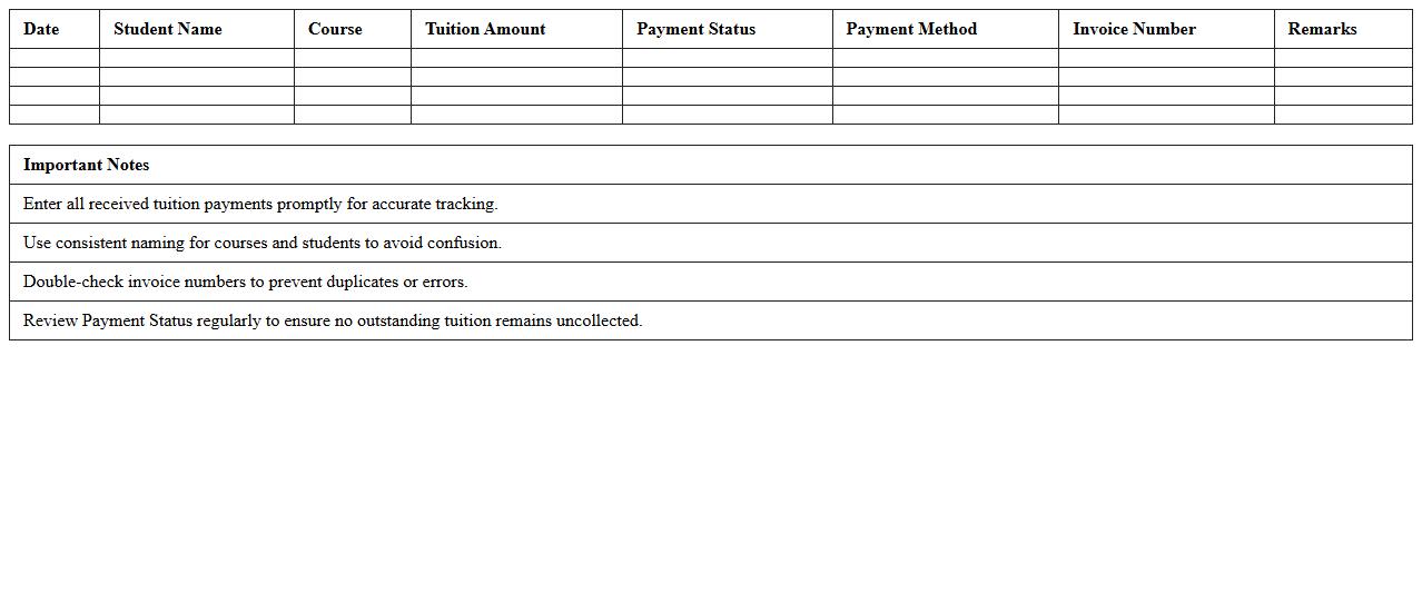 Tuition Revenue Tracking Spreadsheet