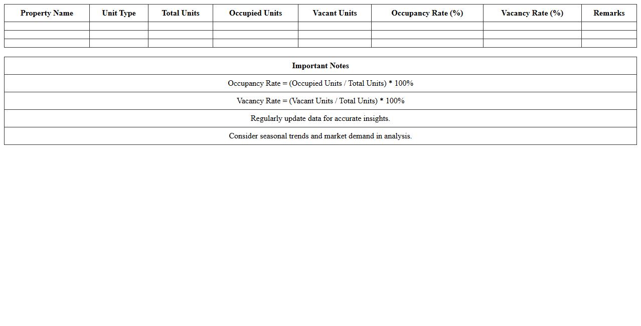 Vacancy & Occupancy Rate Dashboard Excel