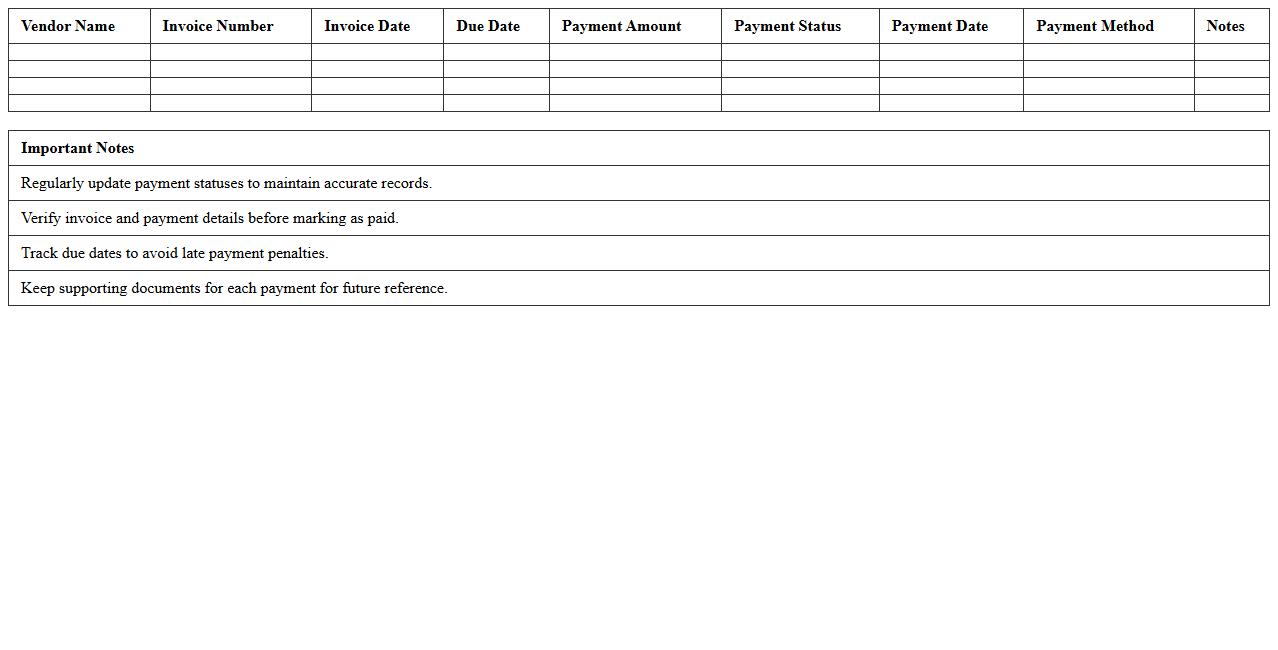 Vendor Payment Tracking Spreadsheet