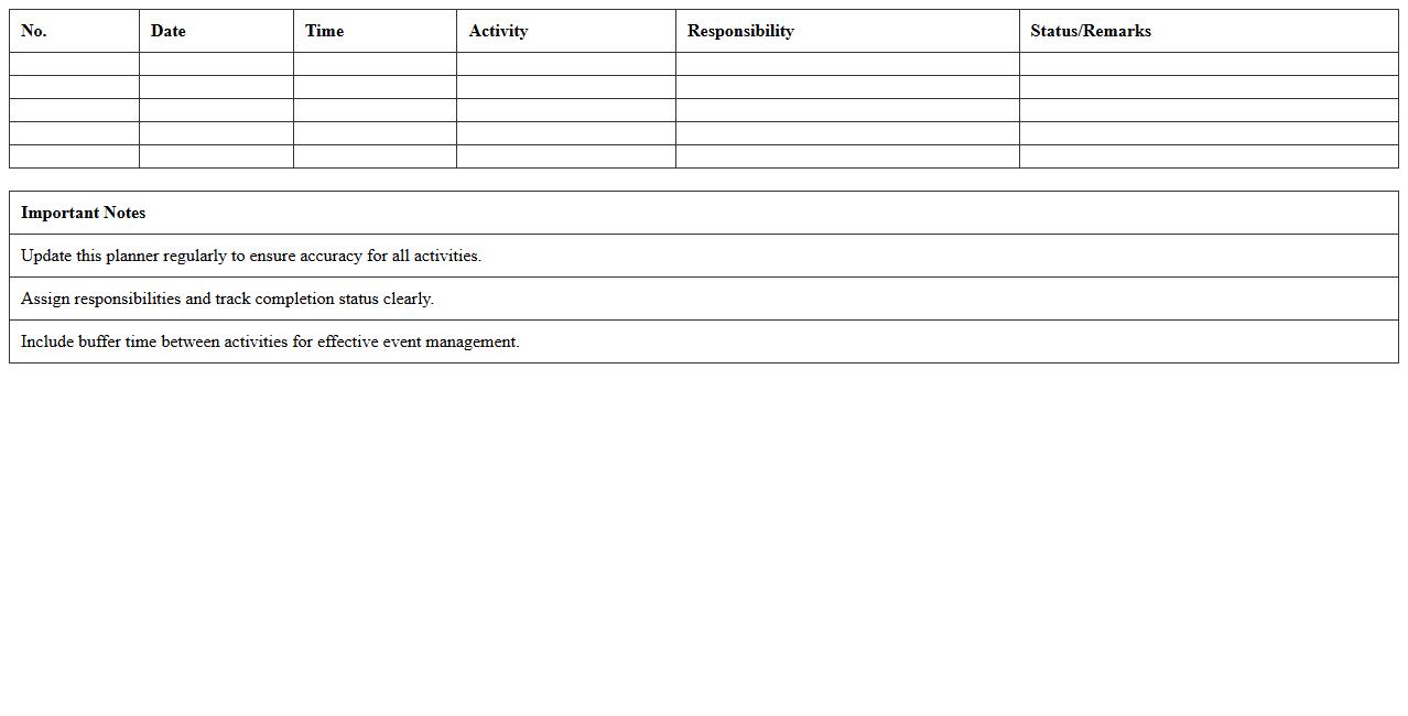 Workshop & Seminar Event Timeline Excel Planner
