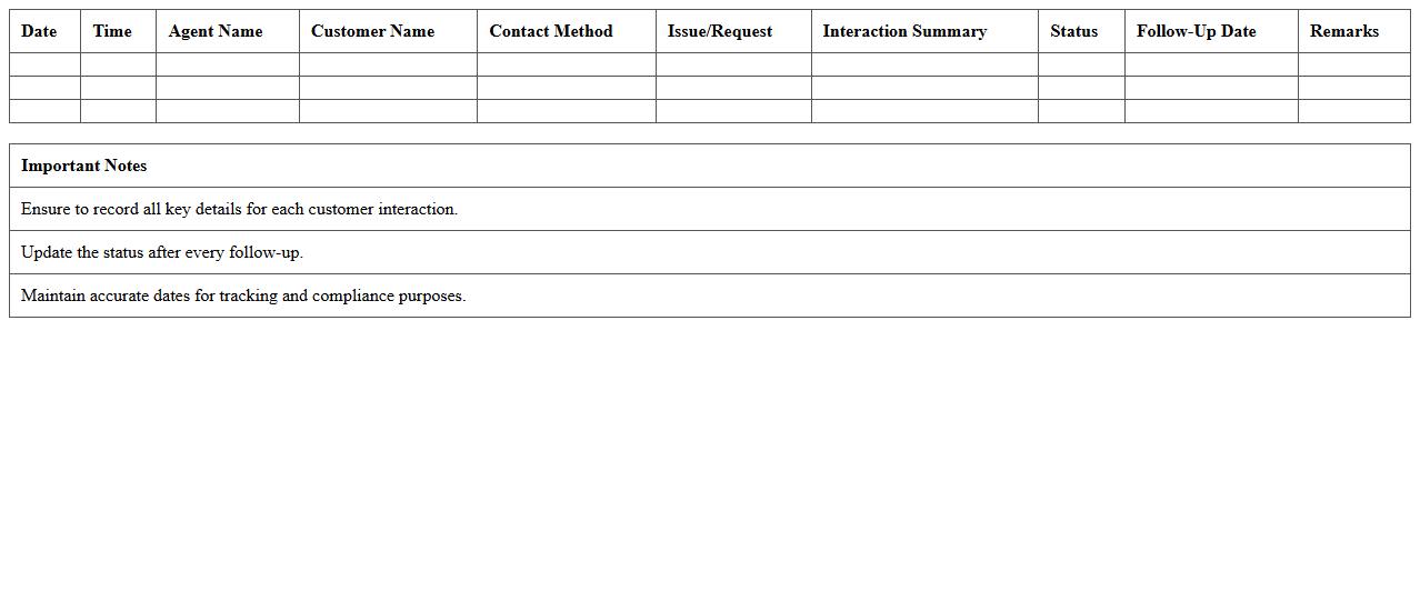 Agent-Customer Interaction History Excel