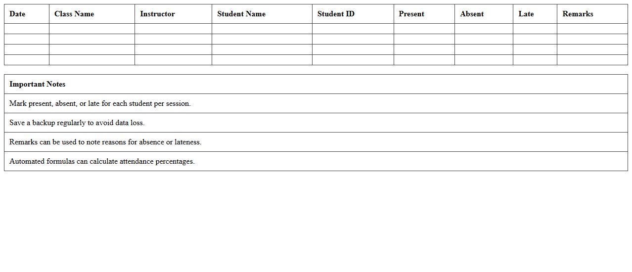 Automated Class Attendance Excel Log
