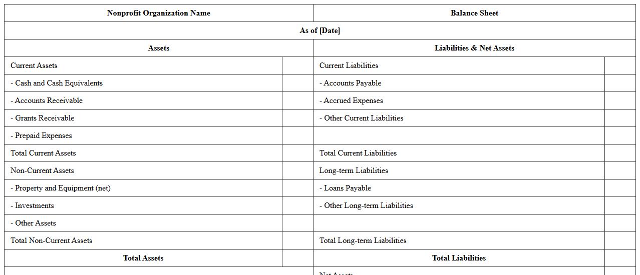 Balance Sheet Excel Template for Nonprofit Organizations