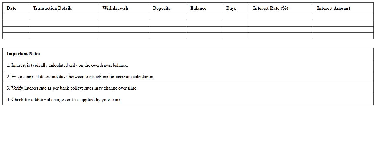 Bank Overdraft Interest Calculation Excel Template