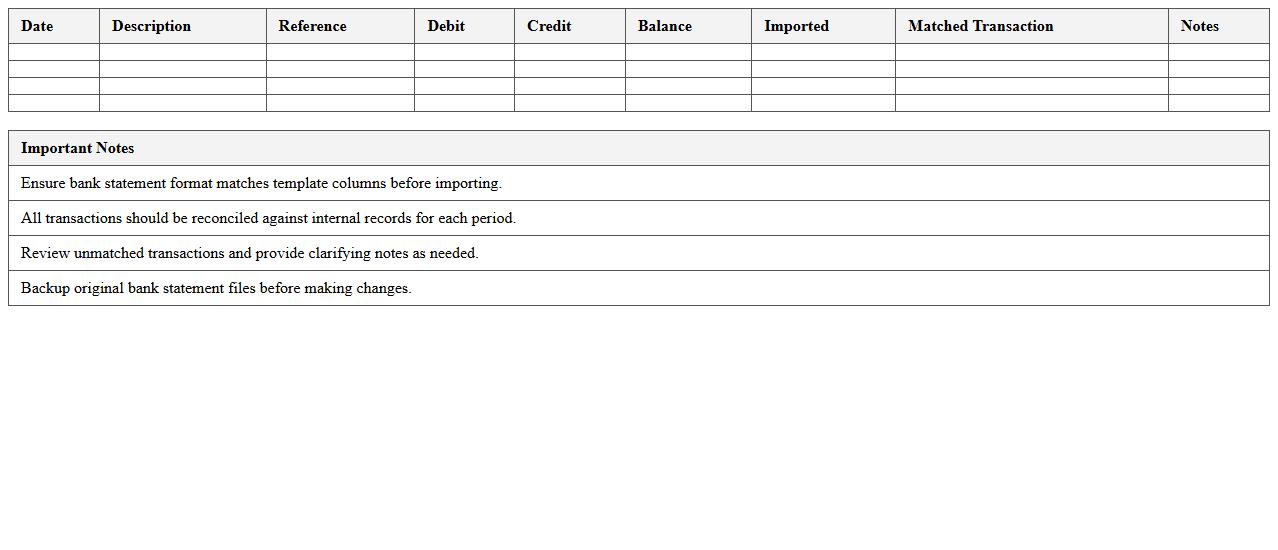 Bank Statement Import & Reconciliation Workbook