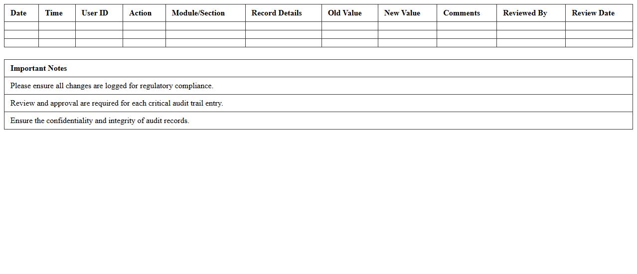 Banking Regulatory Audit Trail Excel Template