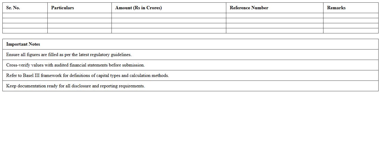 Basel III Capital Adequacy Reporting Excel Template
