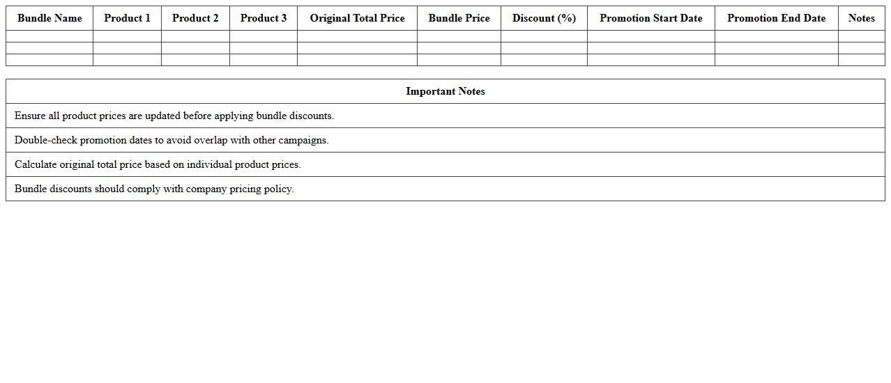 Bundle Promotion Price Discount Excel Template