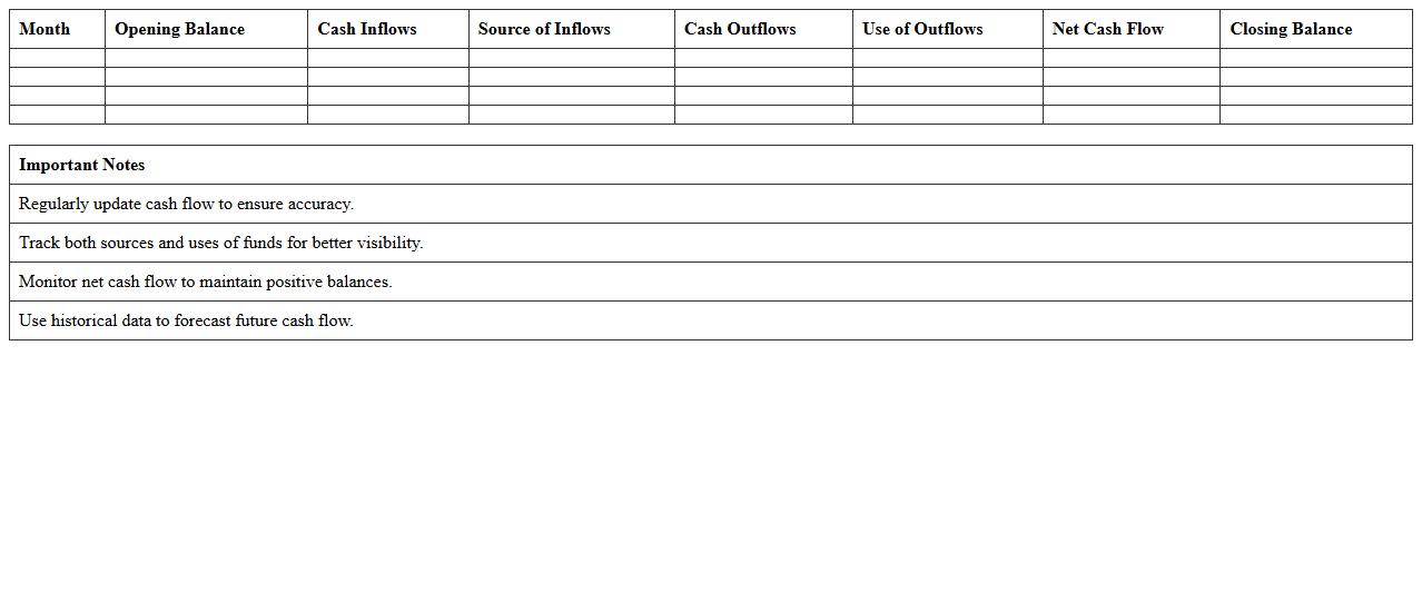 Cash Flow Management Excel Sheet for Startups