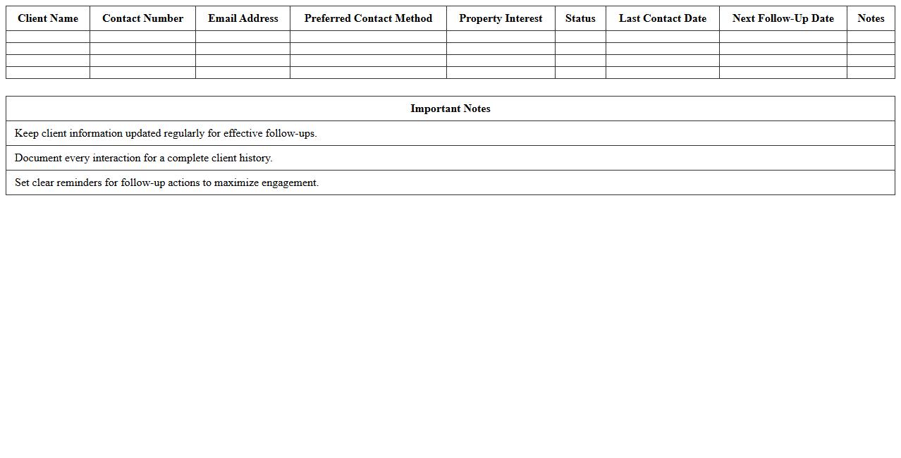 Client Relationship Manager for Realtors Excel