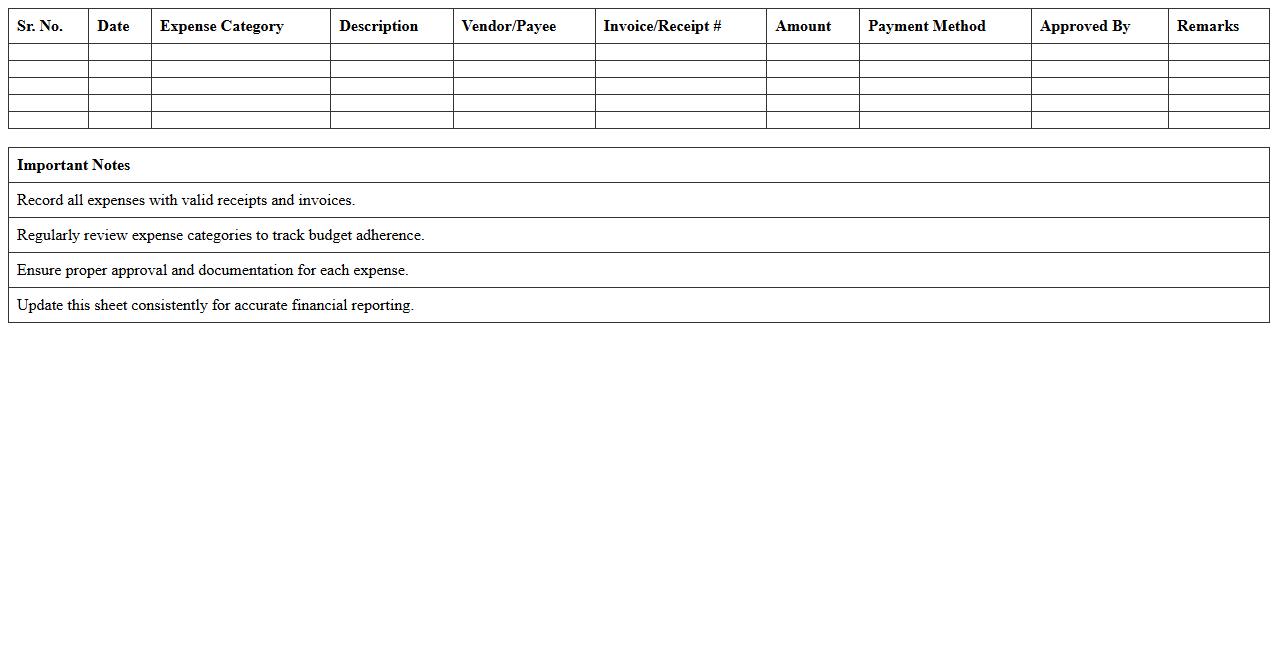 Commercial Project Expense Tracking Excel Sheet