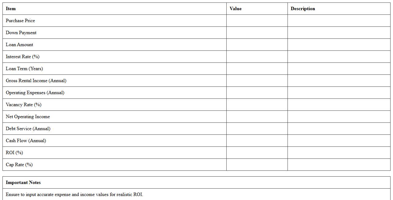 Commercial Real Estate ROI Calculator Excel
