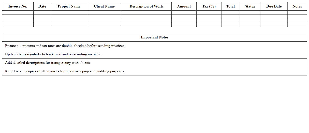 Construction Billing and Invoicing Excel Sheet
