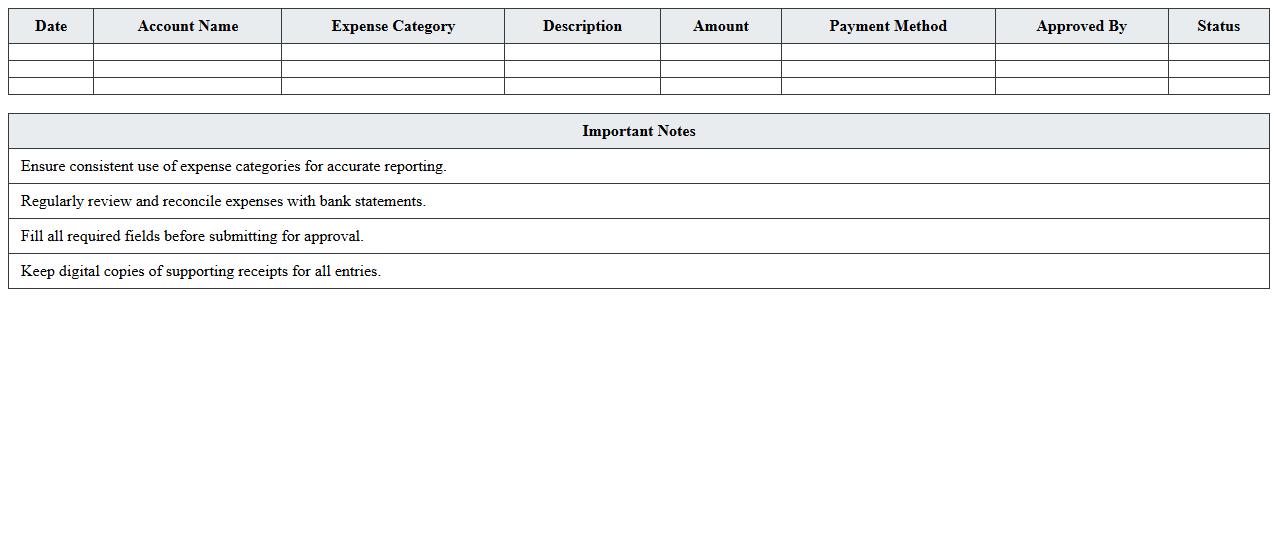 Corporate Banking Expense Tracker Excel Template