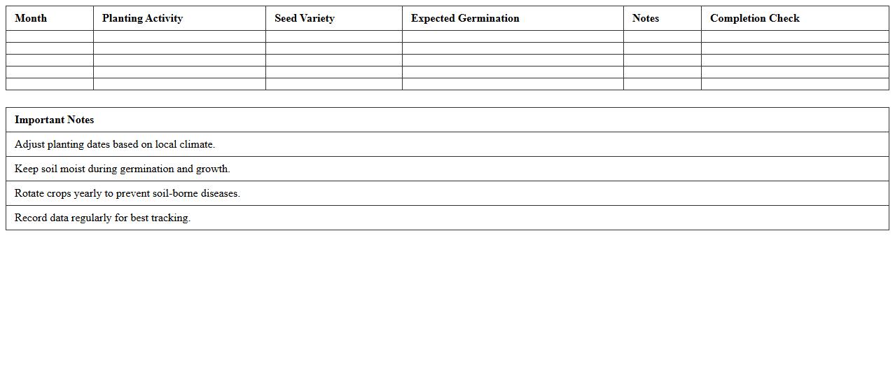 Cucumber Planting Calendar Excel Sheet