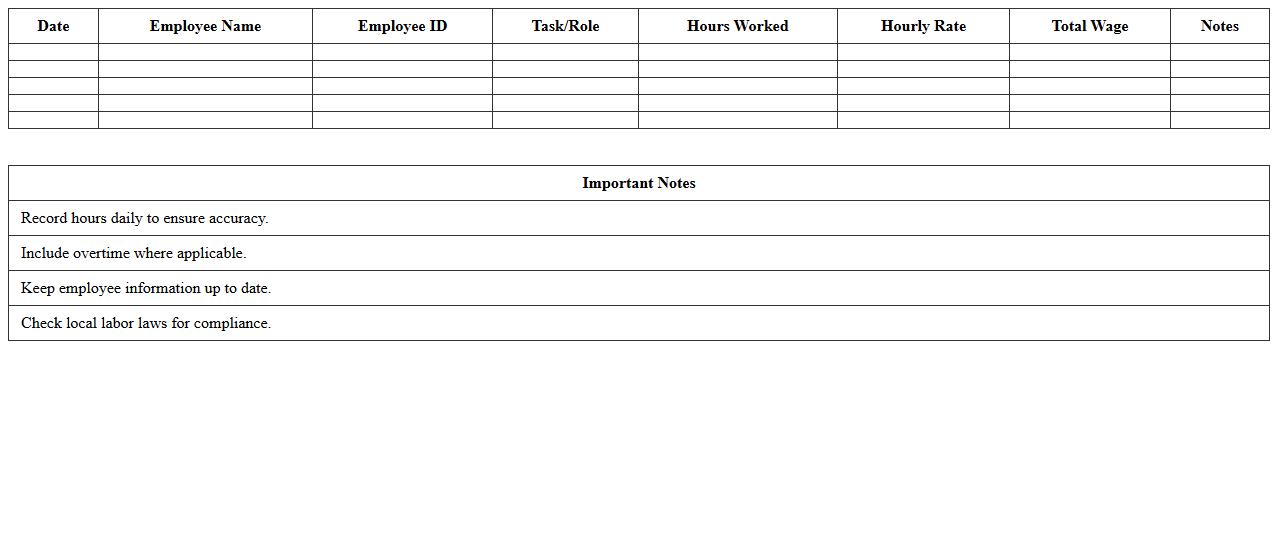 Dairy Farm Labor & Wage Tracking Spreadsheet