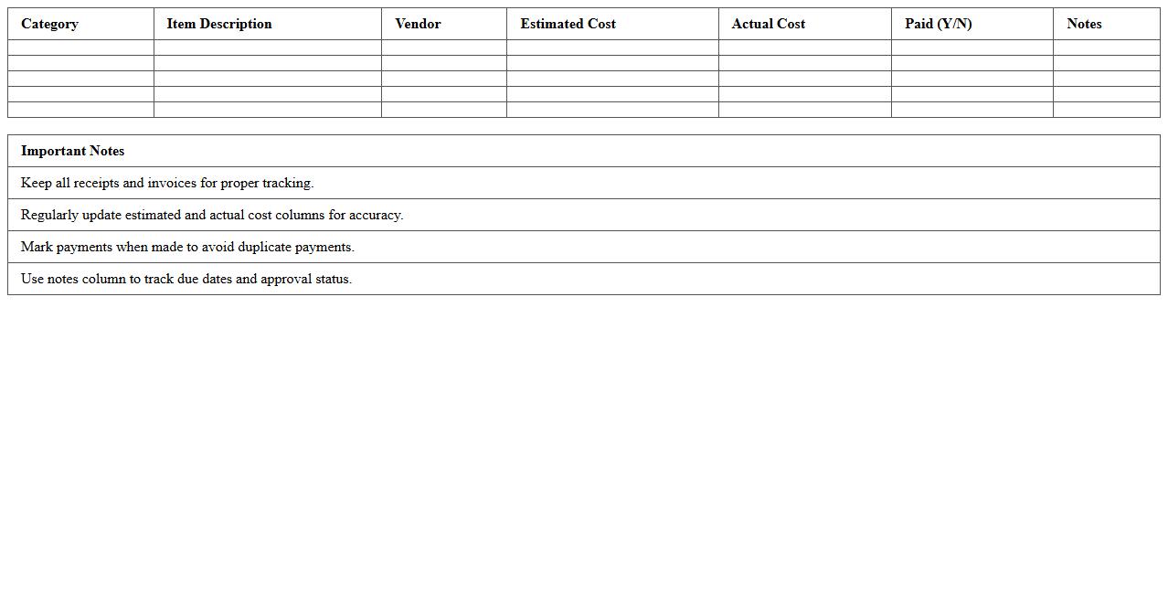 Event Budget and Cost Tracking Workbook