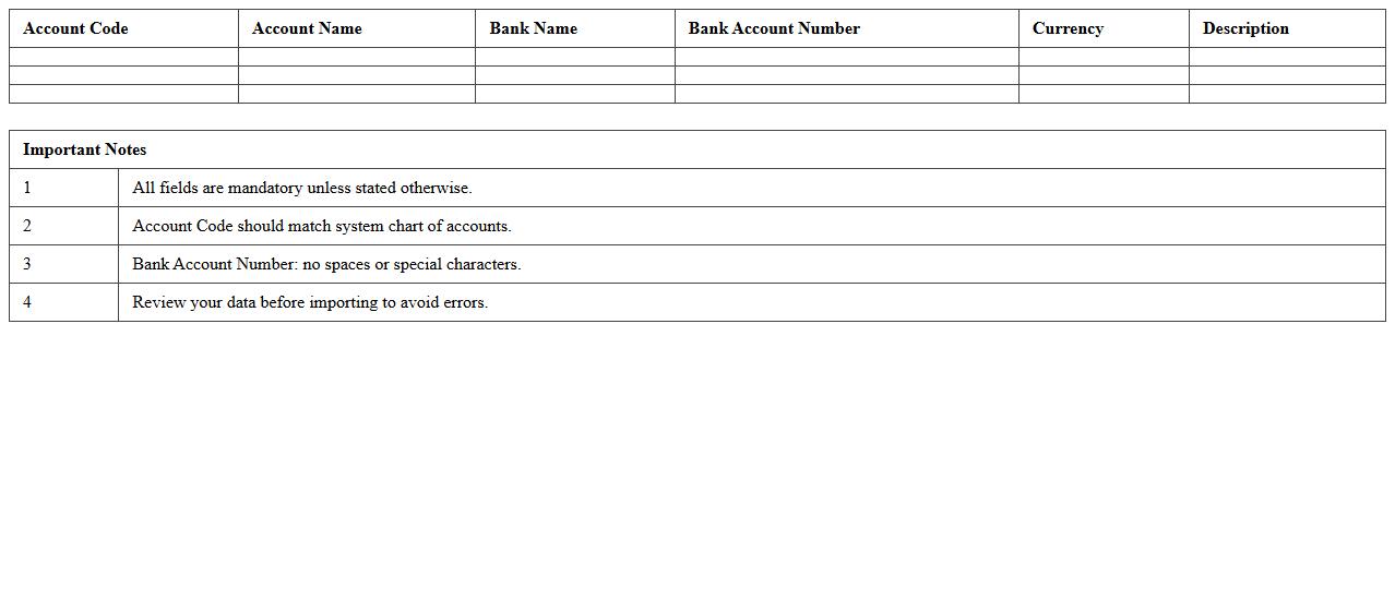 Excel Bank Import Template for Account Mapping