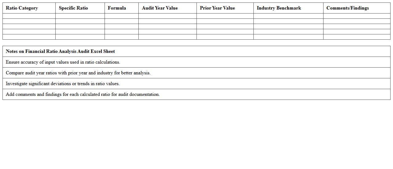 Financial Ratio Analysis Audit Excel Sheet