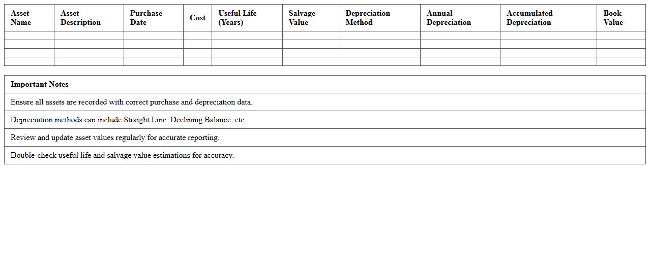 Fixed Asset Depreciation Schedule Excel Template
