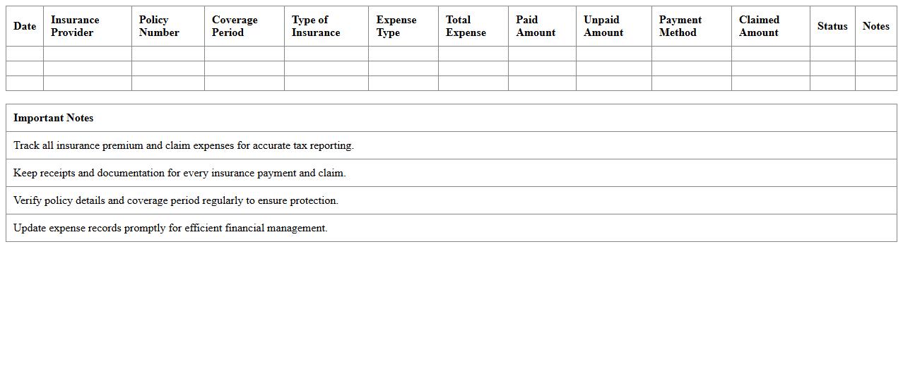Freelancer Medical Insurance Expense Record