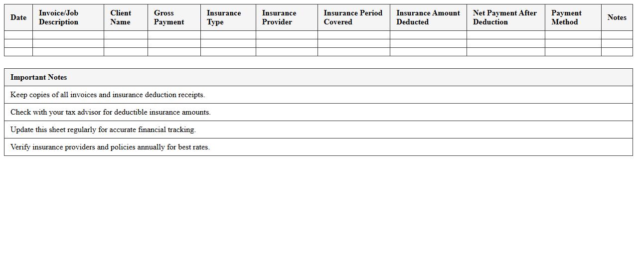 Freelancers’ Insurance Deduction Tracking Sheet