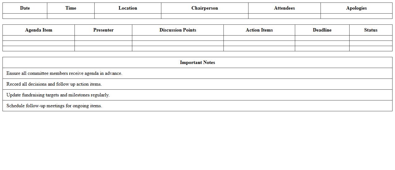Fundraising Committee Meeting Agenda Excel Format