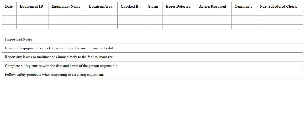 Grain Storage Facility Equipment Log Sheet