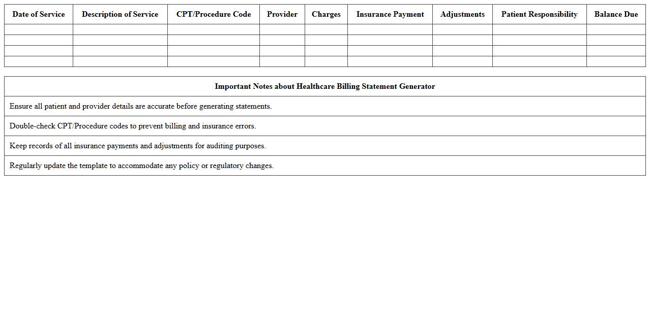 Healthcare Billing Statement Generator